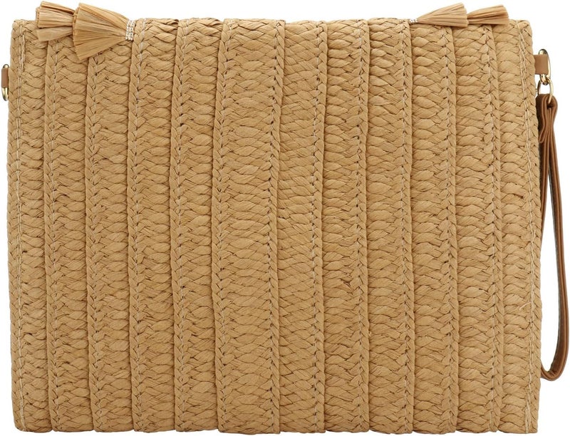 Gets Straw Clutch Purse for Women, Woven Beach Bag Summer Corssbody Purse Small Rattan Shoulder Bag for Travel | Hand-woven, Summer Beach, Envelope, Hand-woven, Summer Beach, Envelope - Image 4